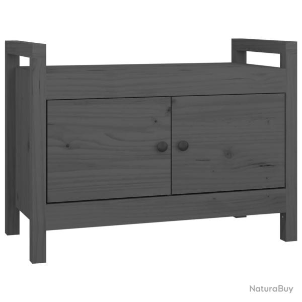 Banc banquette d'entr�e 80 x 40 x 60 cm bois de pin massif gris 02_0010871
