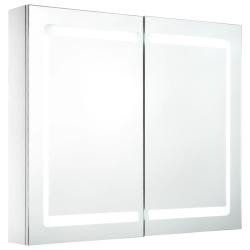Armoire de salle de bain &agrave; miroir led 80 x 12,2 x 68 cm MDF blanc 02_0006568