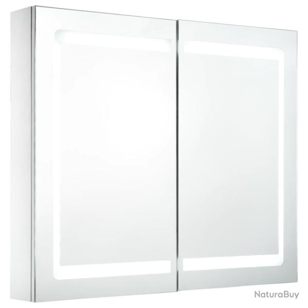 Armoire de salle de bain � miroir led 80 x 12,2 x 68 cm MDF blanc 02_0006568