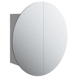 Armoire de salle de bain miroir rond et led 40 x 40 x 17,5 cm gris 02_0006559