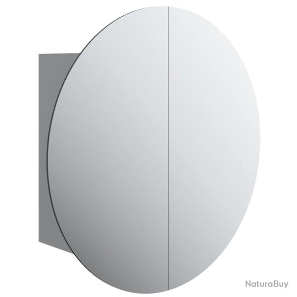 Armoire de salle de bain miroir rond et led 40 x 40 x 17,5 cm gris 02_0006559