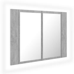Armoire de salle de bain &agrave; miroir 60 x 12 x 45 cm led gris b&eacute;ton acrylique 02_0006608