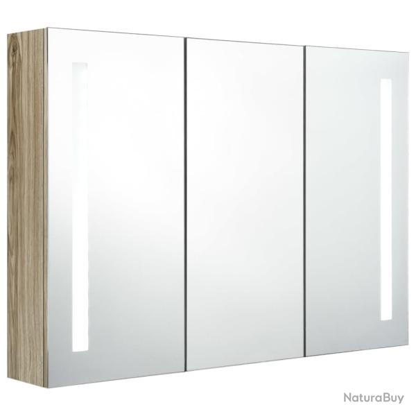 Armoire de salle de bain � miroir led 89 x 14 x 62 cm ch�ne 02_0006574