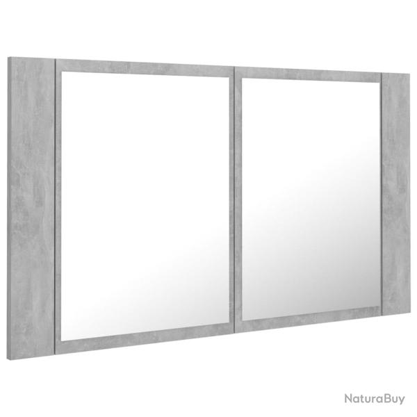 Armoire de salle de bain � miroir led 80 x 12 x 45 cm acrylique gris 02_0006612