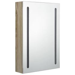 Armoire de salle de bain &agrave; miroir led 50 x 13 x 70 cm MDF ch&ecirc;ne 02_0006589