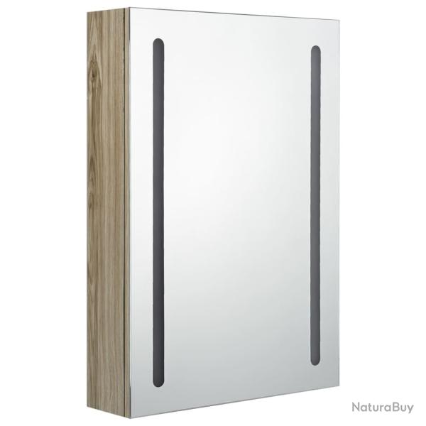 Armoire de salle de bain � miroir led 50 x 13 x 70 cm MDF ch�ne 02_0006589