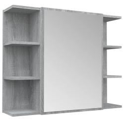 Armoire &agrave; miroir de salle de bain 80 x 20,5 x 64cm bois gris 02_0006741