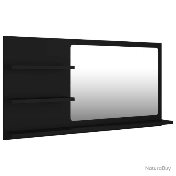 Miroir de salle de bain 3 �tag�res 90 x 10,5 x 45 cm agglom�r� noir 02_0006954