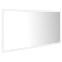Miroir &agrave; led de salle de bain 90 x 8,5 x 37 cm acrylique blanc 02_0006983