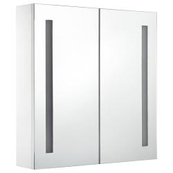 Armoire de salle de bain &agrave; miroir led 60 x 14 x 62 cm blanc et argent&eacute; 02_0006566