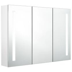 Armoire de salle de bain &agrave; miroir led 89 x 14 x 62cm blanc brillant 02_0006577