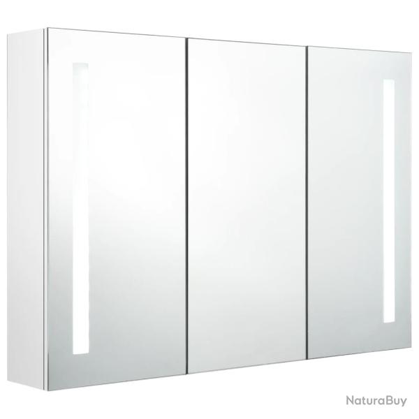 Armoire de salle de bain � miroir led 89 x 14 x 62cm blanc brillant 02_0006577