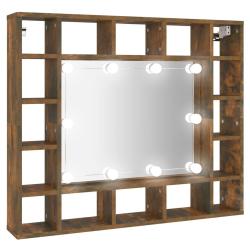 Armoire &agrave; miroir avec led 91 x 15 x 76,5 cm ch&ecirc;ne fum&eacute; 02_0006664