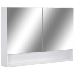 Armoire &agrave; miroir de salle de bain led 80 x 15 x 60 cm MDF blanc 02_0006728