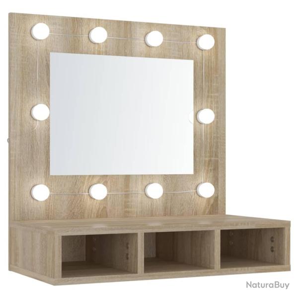 Armoire � miroir avec led 60 x 31,5 x 62 cm ch�ne 02_0006670