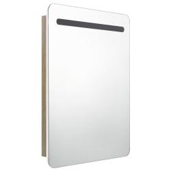 Armoire de salle de bain &agrave; miroir led blanc 60 x 11 x 80cm ch&ecirc;ne 02_0006586