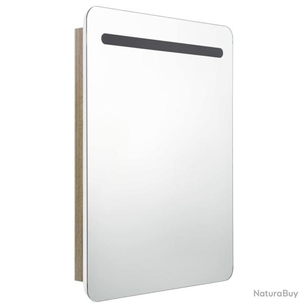 Armoire de salle de bain � miroir led blanc 60 x 11 x 80cm ch�ne 02_0006586