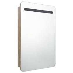 Armoire de salle de bain &agrave; miroir led 60 x 11 x 80 cm beige 02_0006591