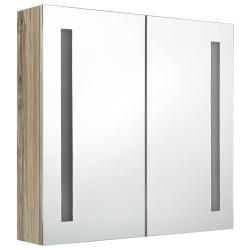 Armoire de salle de bain &agrave; miroir led 62 x 14 x 60 cm ch&ecirc;ne 02_0006592