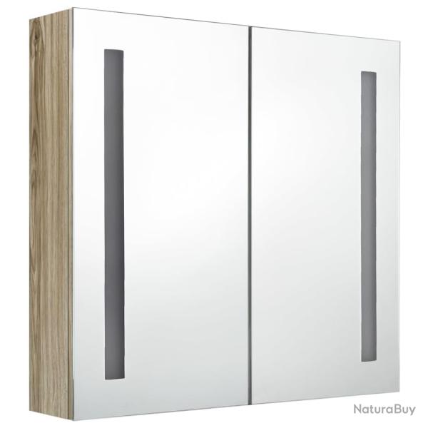 Armoire de salle de bain � miroir led 62 x 14 x 60 cm ch�ne 02_0006592