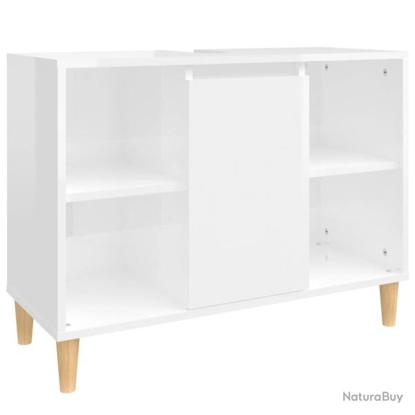Meuble d'�vier armoire de lavabo 80 x 33 x 60 cm bois d'ing�nierie blanc brillant 02_0006814