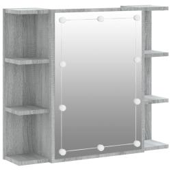 Armoire salle de bain meuble &agrave; miroir avec led 70 x 16,5 x 60 cm gris 02_0006677