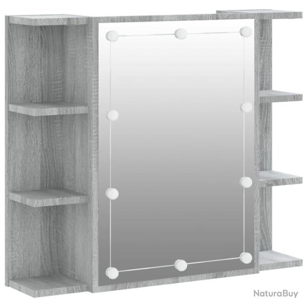 Armoire salle de bain meuble � miroir avec led 70 x 16,5 x 60 cm gris 02_0006677