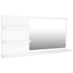 Miroir de salle de bain 3 &eacute;tag&egrave;res 90 x 10,5 x 45 cm agglom&eacute;r&eacute; blanc 02_0006911