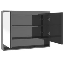 Armoire &agrave; miroir de salle de bain 80 x 15 x 60 cm MDF gris brillant 02_0006712