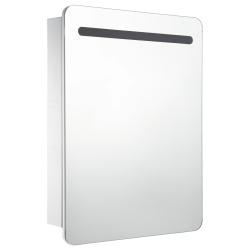 Armoire de salle de bain &agrave; miroir led 60 x 11 x 80 cm blanc et argent&eacute; 02_0006565