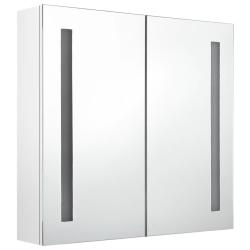 Armoire de salle de bain &agrave; miroir led blanc brillant 62 x 14 x 60 cm blanc brillant 02_0006583