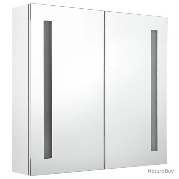 Armoire de salle de bain � miroir led blanc brillant 62 x 14 x 60 cm blanc brillant 02_0006583