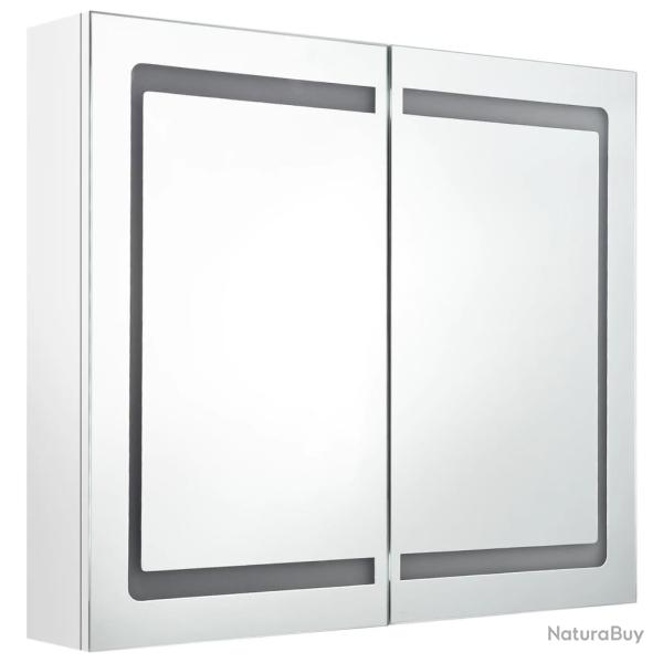 Armoire de salle de bain � miroir led 80 x 12 x 68cm blanc brillant 02_0006584