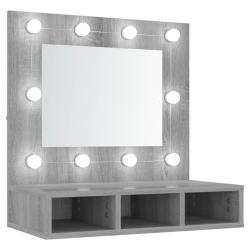 Armoire &agrave; miroir avec led 60 x 31,5 x 62 cm gris 02_0006676