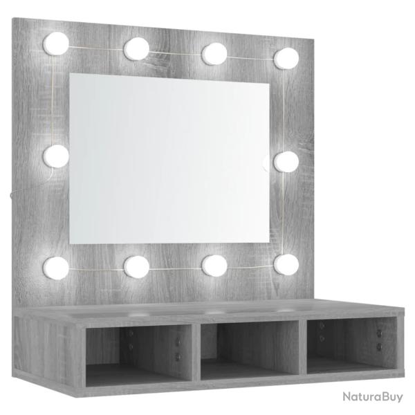 Armoire � miroir avec led 60 x 31,5 x 62 cm gris 02_0006676