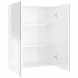 Armoire &agrave; miroir de salle de bain 60 x 15 x 75cm MDF blanc brillant 02_0006708
