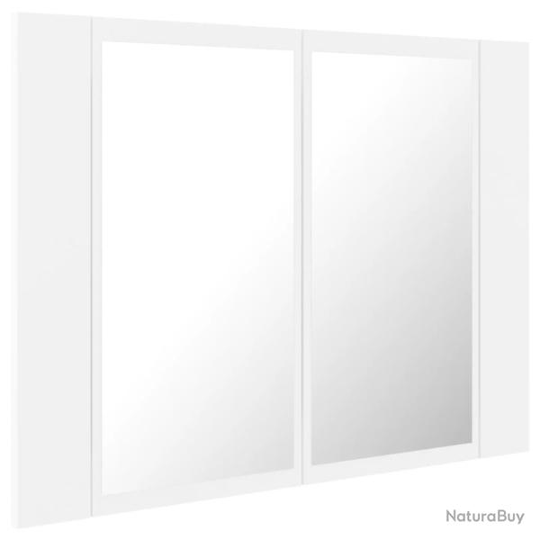 Armoire salle de bain � miroir led 60 x 12 x 45 cm acrylique blanc 02_0006650