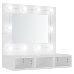 Armoire &agrave; miroir avec led blanc 60 x 31,5 x 62 cm blanc 02_0006654