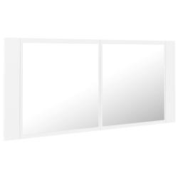 Armoire salle de bain &agrave; miroir led 100 x 12 x 45 cm acrylique blanc 02_0006648