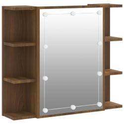 Armoire &agrave; miroir avec led ch&ecirc;ne 70 x 16,5 x 60 cm marron 02_0006666