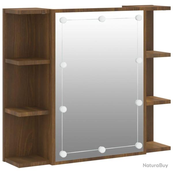 Armoire � miroir avec led ch�ne 70 x 16,5 x 60 cm marron 02_0006666