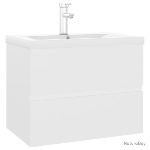 Armoire d'�vier avec lavabo int�gr� 60 x 38,5 x 45 cm agglom�r� blanc 02_0006419