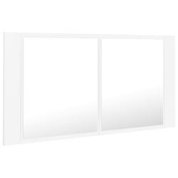 Armoire salle de bain &agrave; miroir led blanc 90 x 12 x 45 cm acrylique 02_0006652