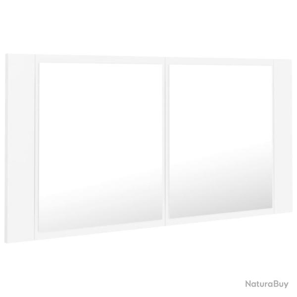 Armoire salle de bain � miroir led blanc 90 x 12 x 45 cm acrylique 02_0006652