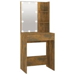 Coiffeuse avec led lignes droites raffin&eacute;es x 40 x 140 cm ch&ecirc;ne fum&eacute; 02_0006403
