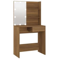 Coiffeuse table de maquillage design meuble mobilier de chambre avec led ch&ecirc;ne 74,5 x 40 x 141 cm m