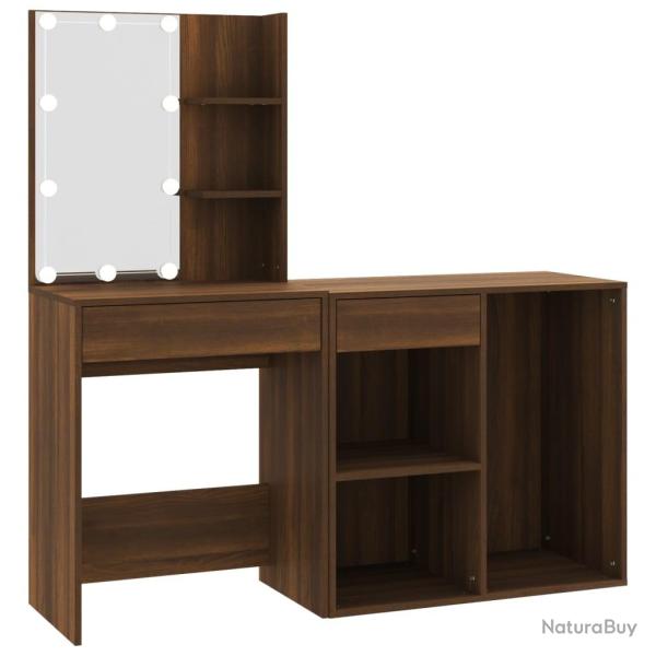 Coiffeuse � led avec armoire 60 x 40 x 140 cm ch�ne marron bois d'ing�nierie 02_0006265