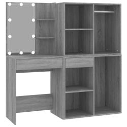 Coiffeuse &agrave; led design avec armoires 60 x 40 x 140 cm gris bois d'ing&eacute;nierie 02_0006323
