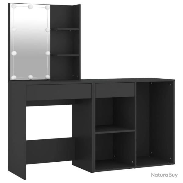 Coiffeuse � led avec armoire 60 x 40 x 140 cm bois d'ing�nierie noir 02_0006287