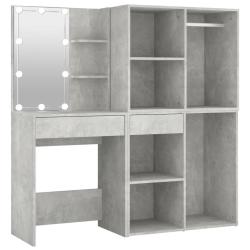 Coiffeuse &agrave; led avec 2 armoires 60 x 40 x 140 cm bois d'ing&eacute;nierie gris 02_0006297